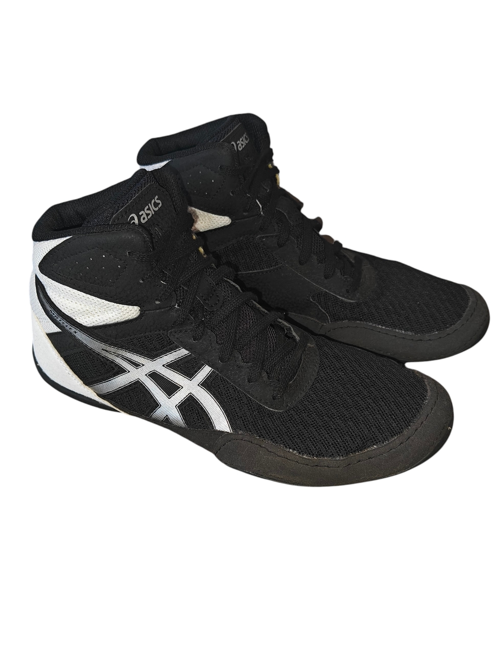 ASICS Black & White High-Top Wrestling Shoes Size 6 Mens